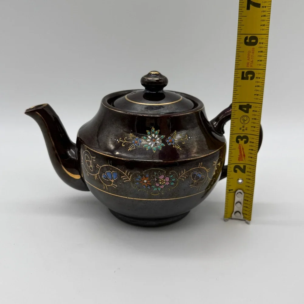 Vintage Japanese Teapot Occupied Japan Hand Painted Ornate Floral Gold Gilt MG